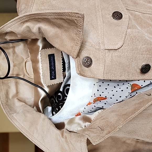 2 pc For Joseph Suede Jacket & XX3 Sheer Strawberry Top BUNDLE 2 PIECE both sz S - Picture 5 of 17